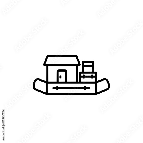 Houseboat with transparent background