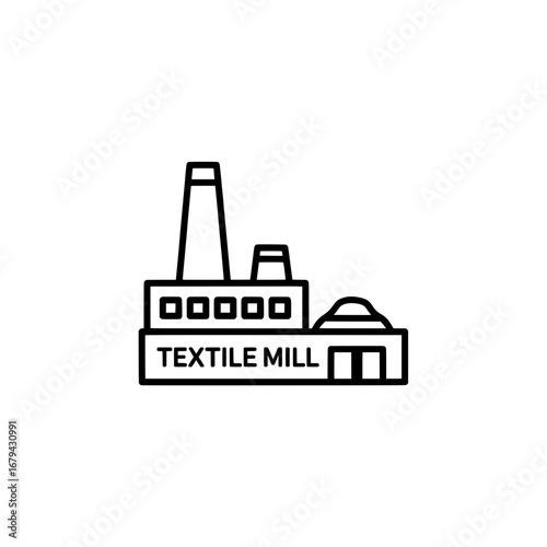 Textile mill factory with transparent background