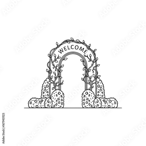 Welcoming floral arch with transparent background