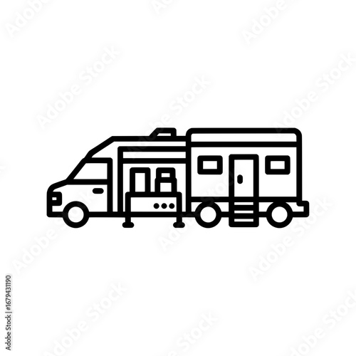 Camping van with transparent background