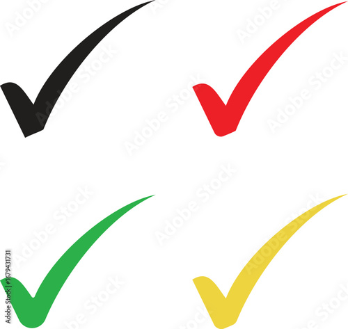 Four Colorful Checkmarks:  Approval, Confirmation, Success, Yes Icons.
