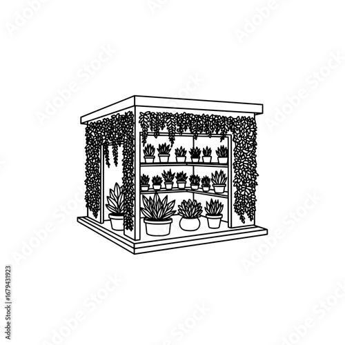 Plant storage shed with transparent background