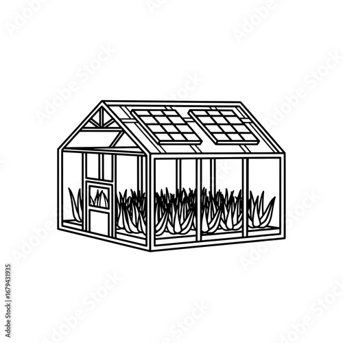 Greenhouse with transparent background
