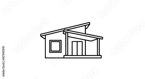 Modern house with transparent background