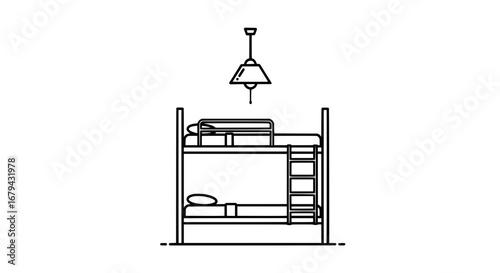 Bunk bed with transparent background
