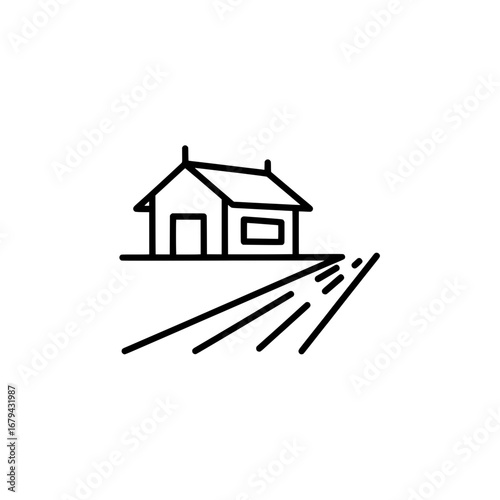 House on a field with transparent background