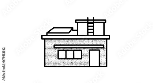 Modern house facade with clean lines and brick details