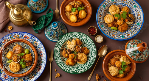 Wallpaper Mural Authentic Maghrebi Iftar Spread: Steaming Tagine, Dates, Mint Tea, and Traditional Dishes Torontodigital.ca