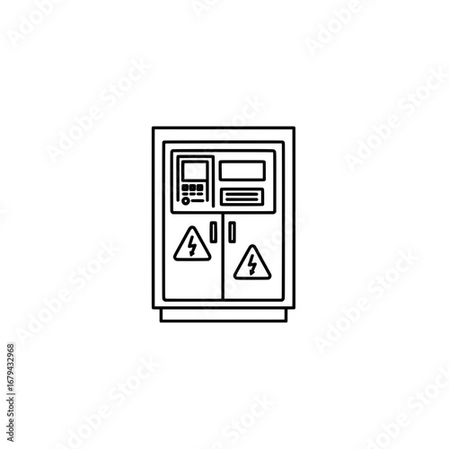 Electrical substation control panel with transparent background
