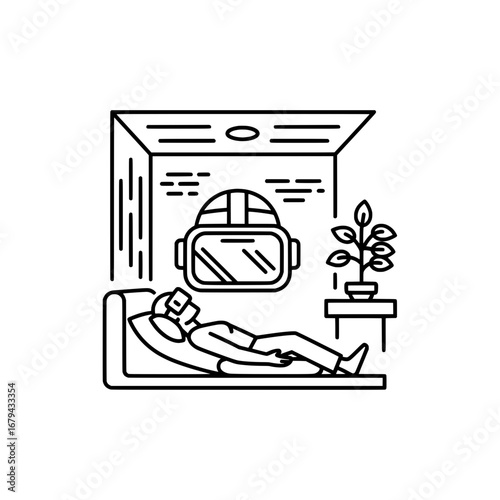 Hospital room with patient and medical equipment with transparent background