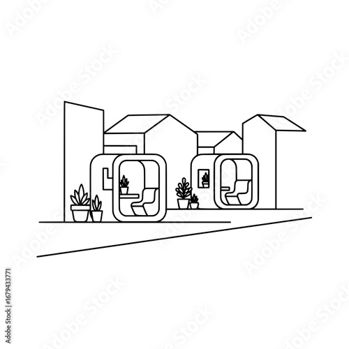 Modern tiny house with transparent background