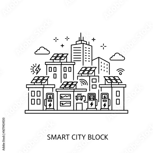 Smart city block with transparent background