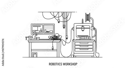 Robotics workshop with transparent background