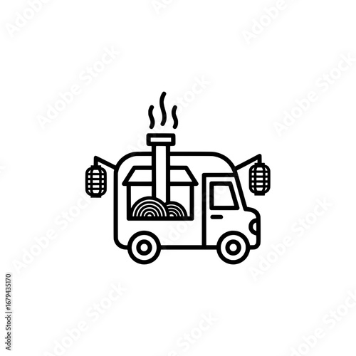 Electric food truck with transparent background