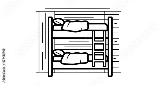 Kids bunk bed frame with transparent background