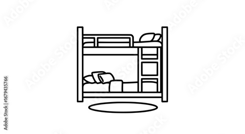 Bunk bed with storage and pillows with transparent background
