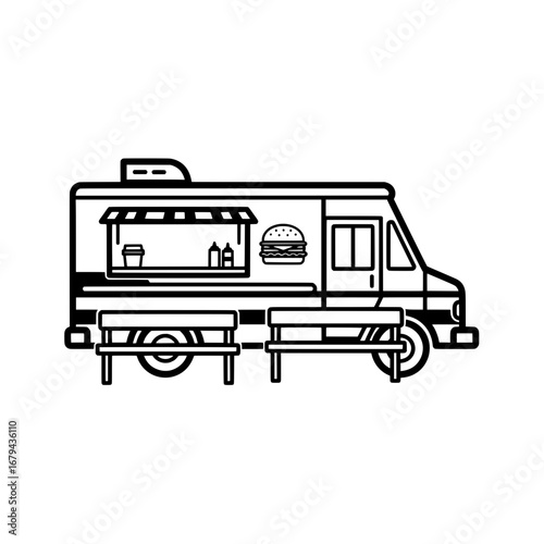Fast food truck with transparent background