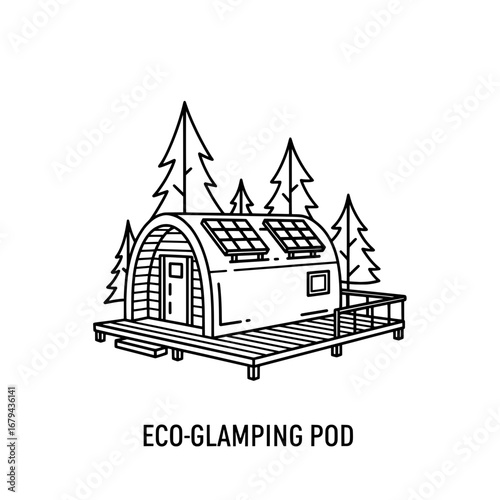 Eco glamping pod with transparent background