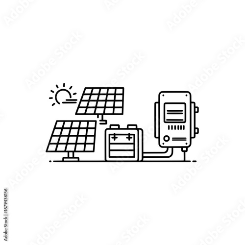Solar power system with transparent background