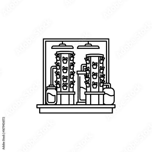Hydroponic vegetable farm setup with transparent background