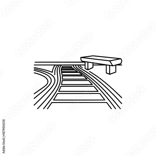Railway tracks with platform and tracks with transparent background