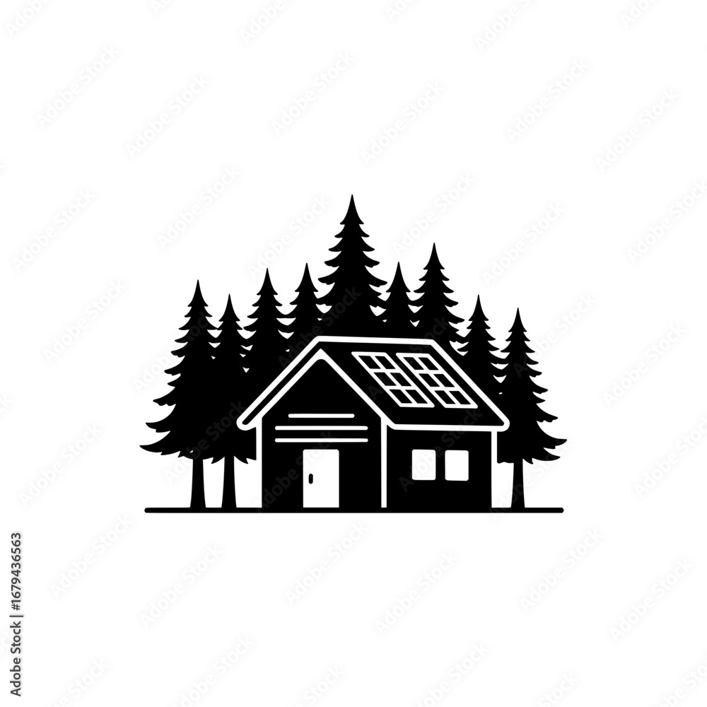 Naklejka premium House surrounded by trees with transparent background