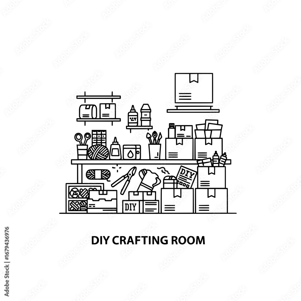 Obraz premium DIY crafting room with transparent background