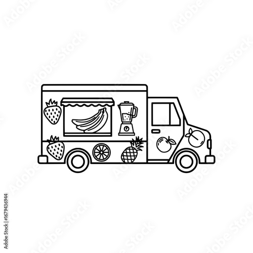 Fruit stand truck with transparent background