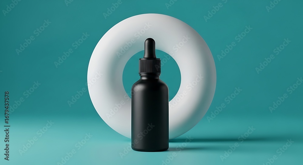 Fototapeta premium Black dropper bottle with ring