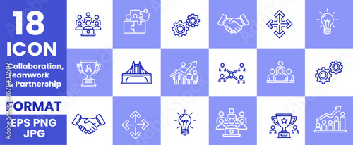Collaboration Line Editable Icons set. Vector illustration in modern thin line style of business related icons: teamwork, handshake, agreement, and more. Pictograms and infographics