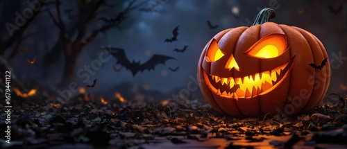 Halloween, citrouille qui fait peur rendu 3D