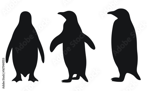 Collection of penguin silhouettes in various poses