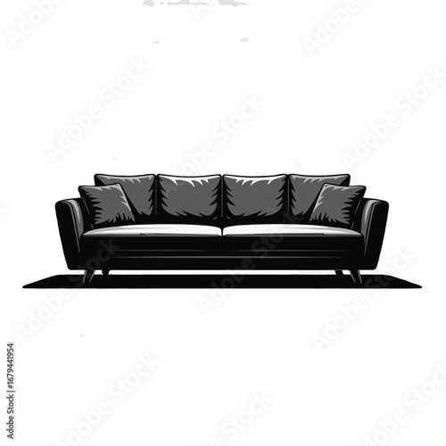 Modern Sofa Vector Illustration - This title is simple, direct, and effectively describes the image's style and subject.