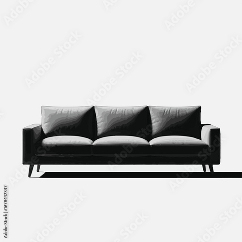 Realistic Modern Sofa - This title is simple, direct, and effectively describes the image's style ("realistic") and subject ("modern sofa").