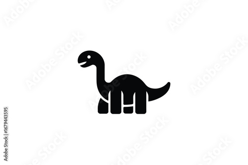 Simple Black and White Dinosaur Icon A Classic Representation of the Prehistoric World