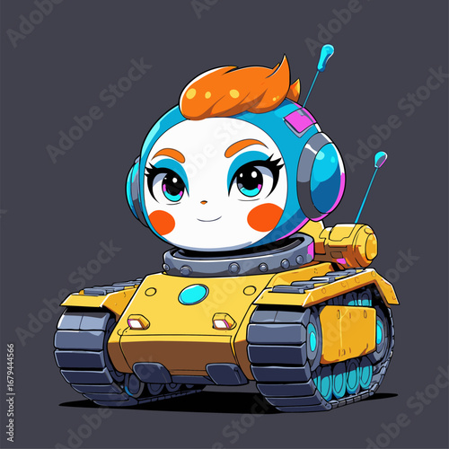 cute tank character vector in game