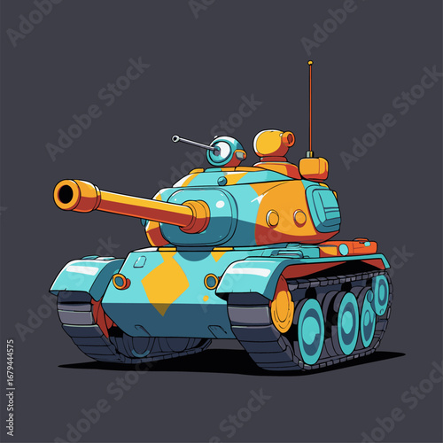 cute tank character vector in game