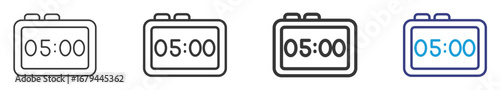 Alarm Clock Icon Set Vectors Illustration with Outline Style Variation  
