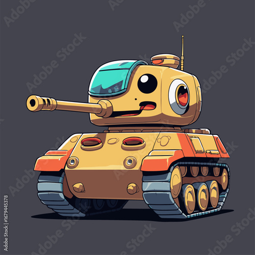 cute tank character vector in game