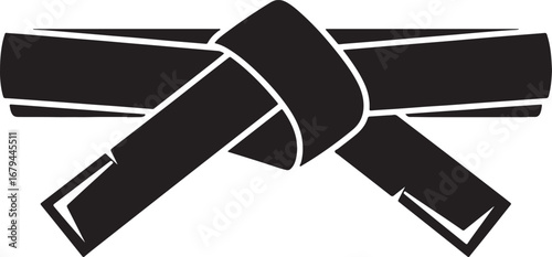 Martial Arts Belt Knot Silhouette Vector Black and White Icon for Karate, Judo, Taekwondo, MMA, Fitness, and Sports Training Design