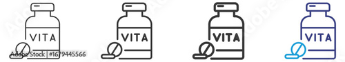 Vitamine A Icon Set Vectors Illustration with Outline Style Variation 