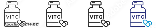 Vitamine C Icon Set Vectors Illustration with Outline Style Variation  