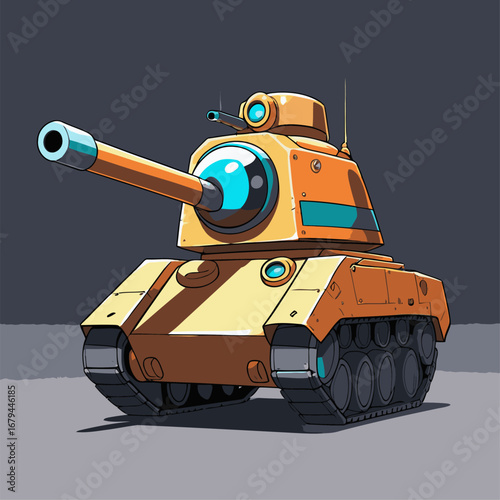cute tank character vector in game
