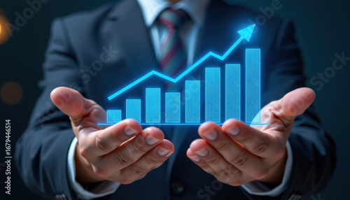 Business background growth innovation and success drive company progress with futuristic technology and positive results