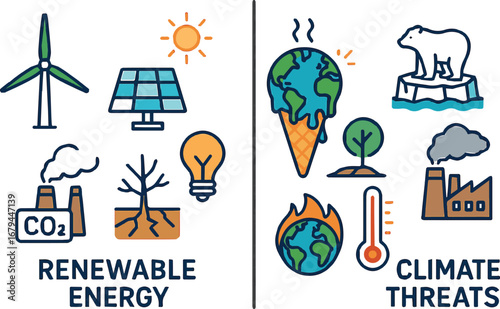 Renewable energy solutions versus climate change threats for a sustainable future