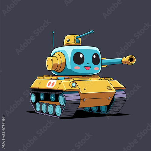 cute tank character vector in game