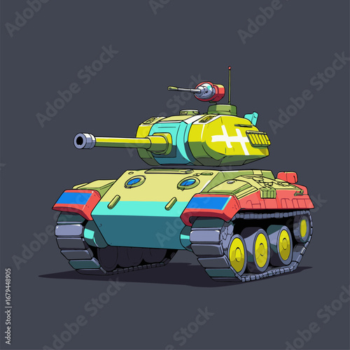 cute tank character vector in game