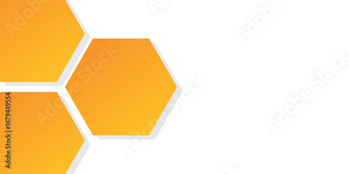 Hexagon abstract background, abstract orange honeycombs with hexagon on white background, bee hive background.