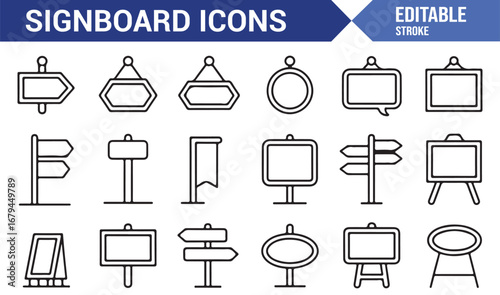 Modern signboard icon with multiple color options