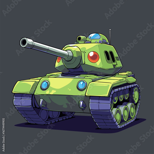 cute tank character vector in game